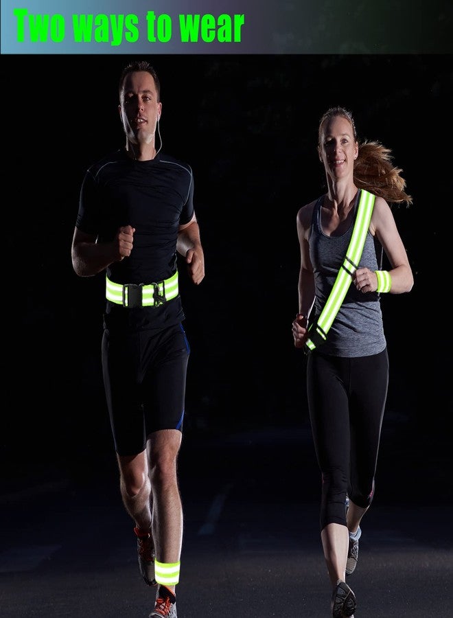 Saintrygo 6 Pcs Reflective Sash for Walking at Night Reflective Strap Arm Band High Visibility Belt Safety Ankle Strap for Visibility Vest Clothing Running Gear(Fluorescent Green) - Image 3