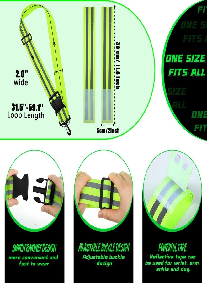 Saintrygo 6 Pcs Reflective Sash for Walking at Night Reflective Strap Arm Band High Visibility Belt Safety Ankle Strap for Visibility Vest Clothing Running Gear(Fluorescent Green) - Image 4