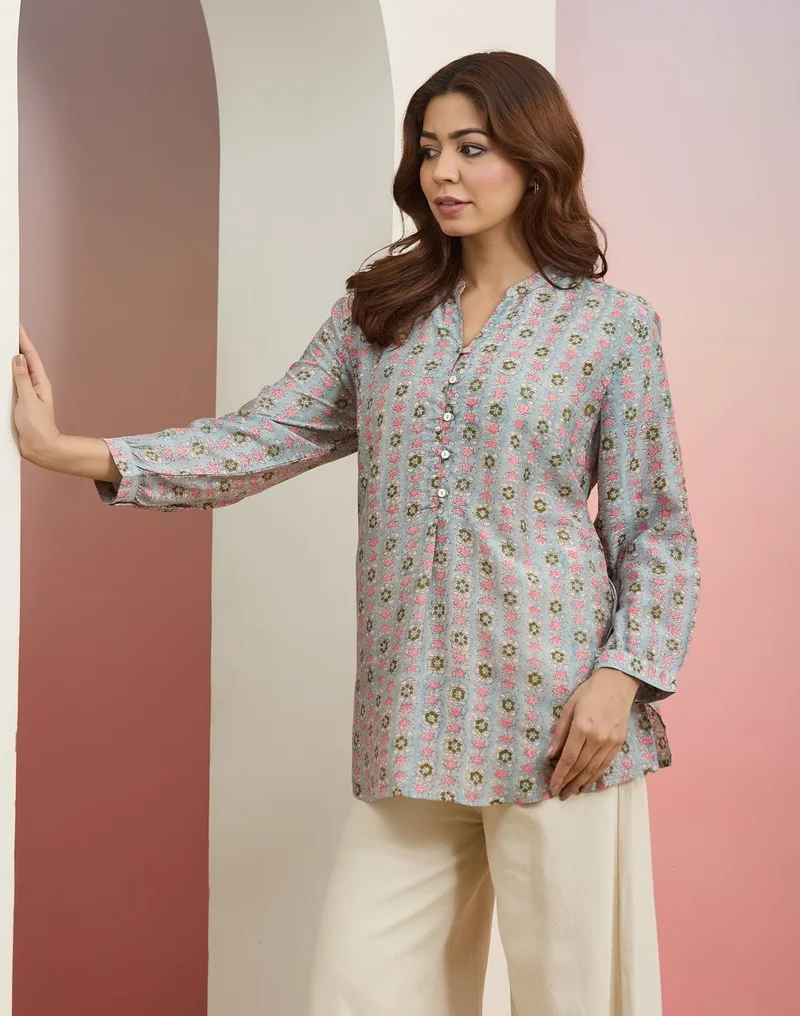 Fabindia  Aqua Rayon Blend Tunic for Women | Best Price UAE