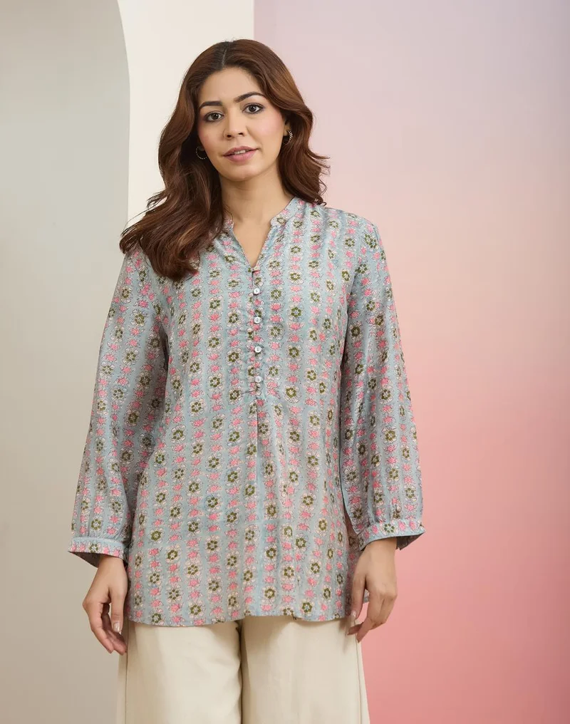 Fabindia  Aqua Rayon Blend Tunic for Women | Best Price UAE