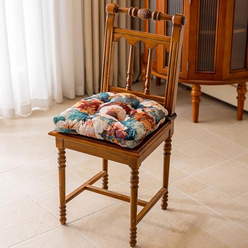 vctops Farmhouse Floral Print Chair Cushions with Ties UShaped Soft Comfortable Chair Pads Non Slip Seat Cushions for Indoor Dining Room and Kitchen Chairs Flower E16x16 - Image 3