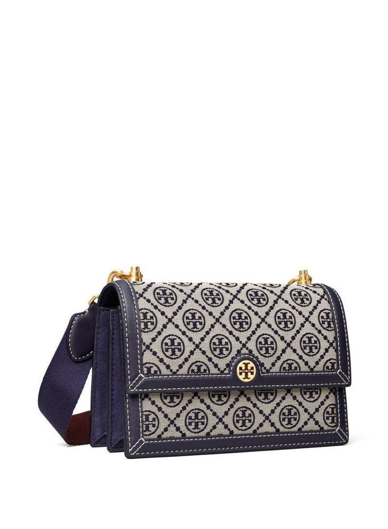 Burch TB Women's T Monogram Jacquard Barrel Petite Bag Tory Navy - Image 3