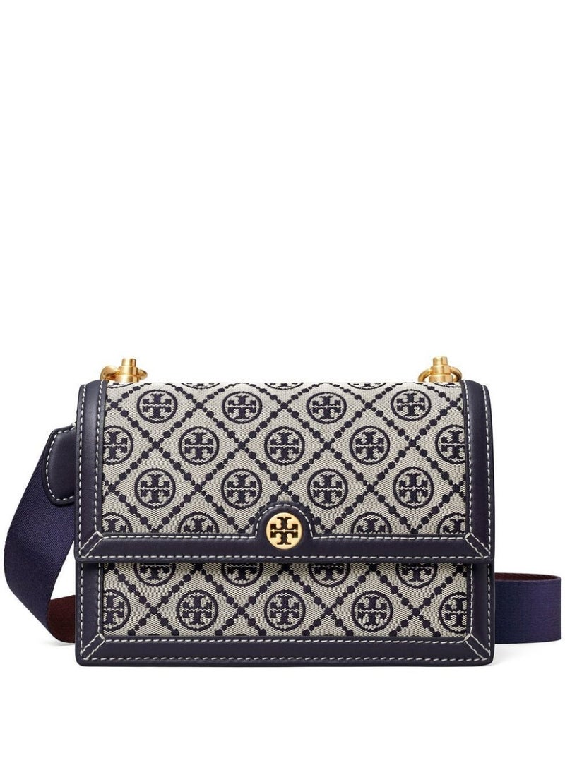 Burch TB Women's T Monogram Jacquard Barrel Petite Bag Tory Navy - Image 1
