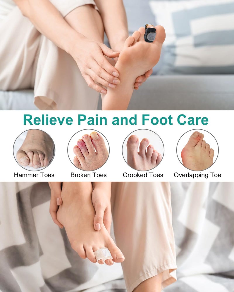BLATOWN 2 Pcs Hammer Toe Straightener with Aluminum Plate Support and 2 Pcs Adjustable Broken Toe Splints Support Wraps for Women & Men, Hammer Toe Corrector Relief for Hammer, Curled, Bent, Broken Support (Medium) - Image 2