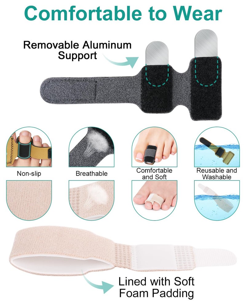 BLATOWN 2 Pcs Hammer Toe Straightener with Aluminum Plate Support and 2 Pcs Adjustable Broken Toe Splints Support Wraps for Women & Men, Hammer Toe Corrector Relief for Hammer, Curled, Bent, Broken Support (Medium) - Image 3