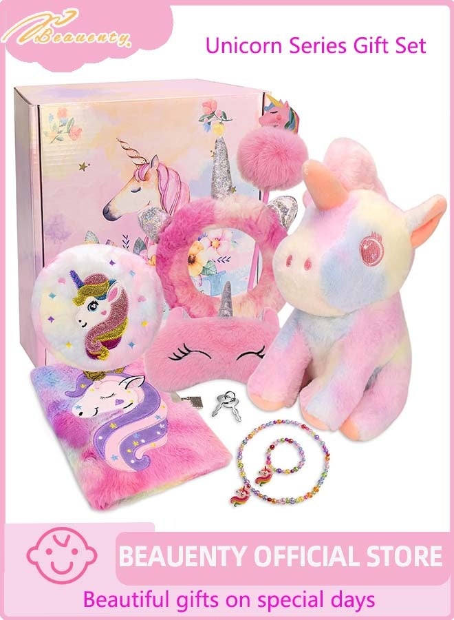 بيوينتي مجموعة لعبة وحيد القرن للفتيات من 3 إلى 10 سنوات - لعبة محشوة، عقال، مذكرات مغلقة ومجموعة أزياء للتزيين | صندوق هدايا نهائي للعب تخيل وحيد القرن لعيد الميلاد والأعياد - Image 1