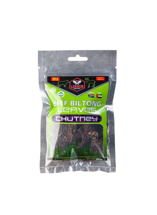 Beef Biltong Leaves, Chutney Chilli - 80g, UAE