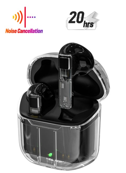 Wireless Bluetooth Earbuds ENC Noise Canceling Translucent Headset