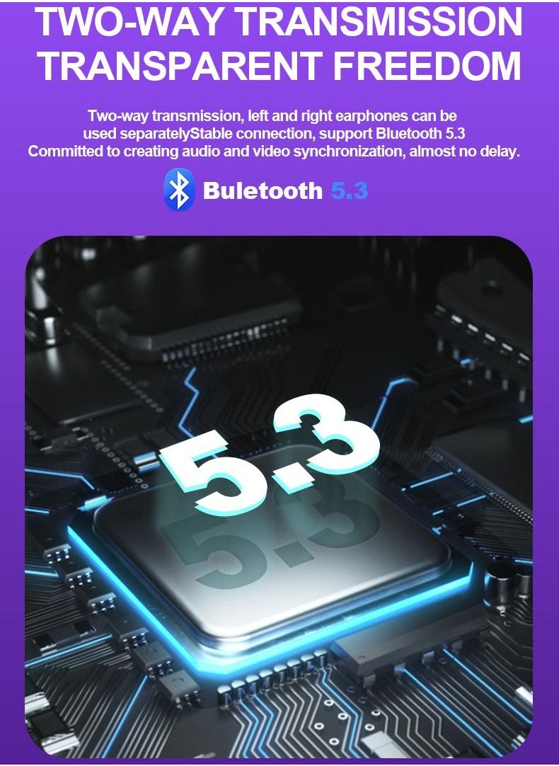 Wireless Bluetooth Earbuds ENC Noise Canceling Translucent Headset