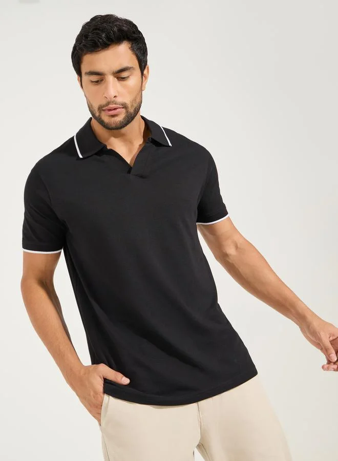Styli Tipping Detail Regular Fit Pique Polo