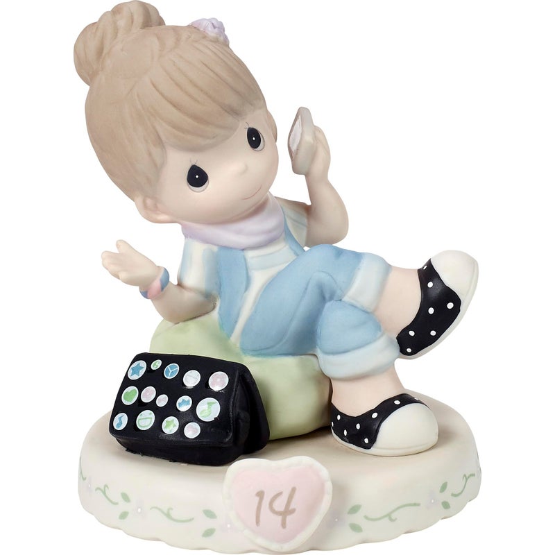 Precious Moments Precious Moments Growing in Grace Age 14 Collectible Porcelain Figurine Brunette Girl  Ideal Keepsake for Birthdays Anniversaries and Special Occasions 