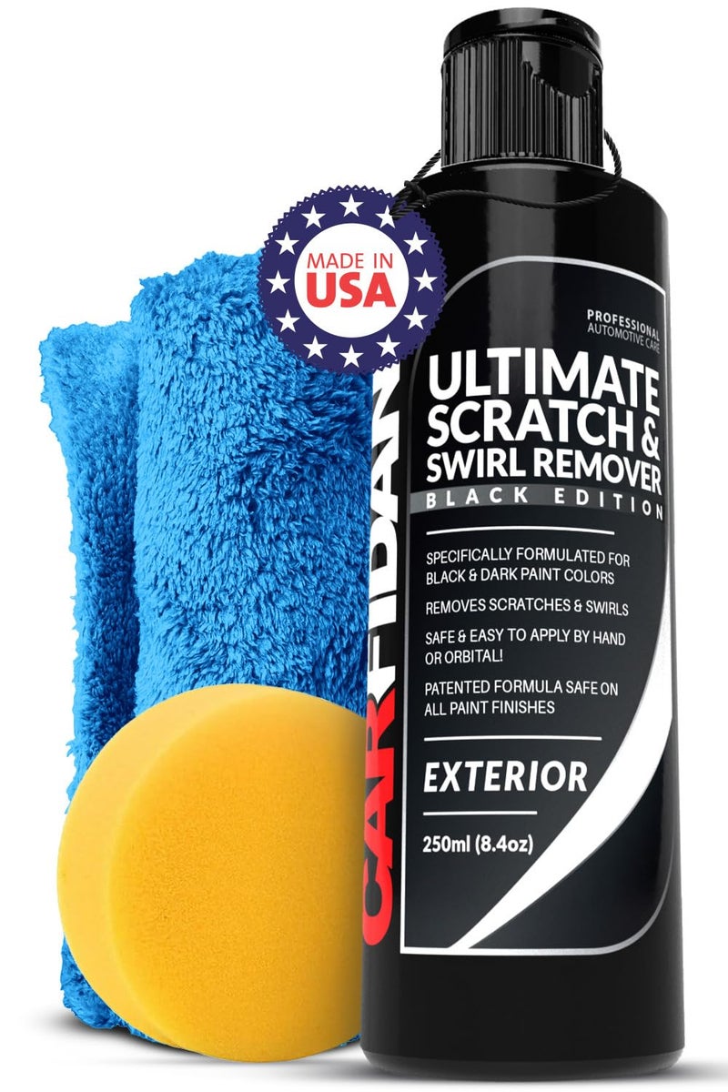 Carfidant Black Scratch and Swirl Remover Car Scratch Remover for Vehicles Paint Polishing Compound for Cars with Pad Cutting Compound Paint Restorer