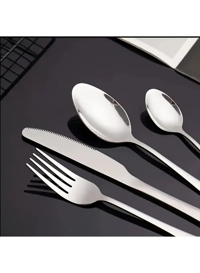Silvery Stainless Steel 16 Piece Tableware Set With Spoons Forks Knives - Image 2