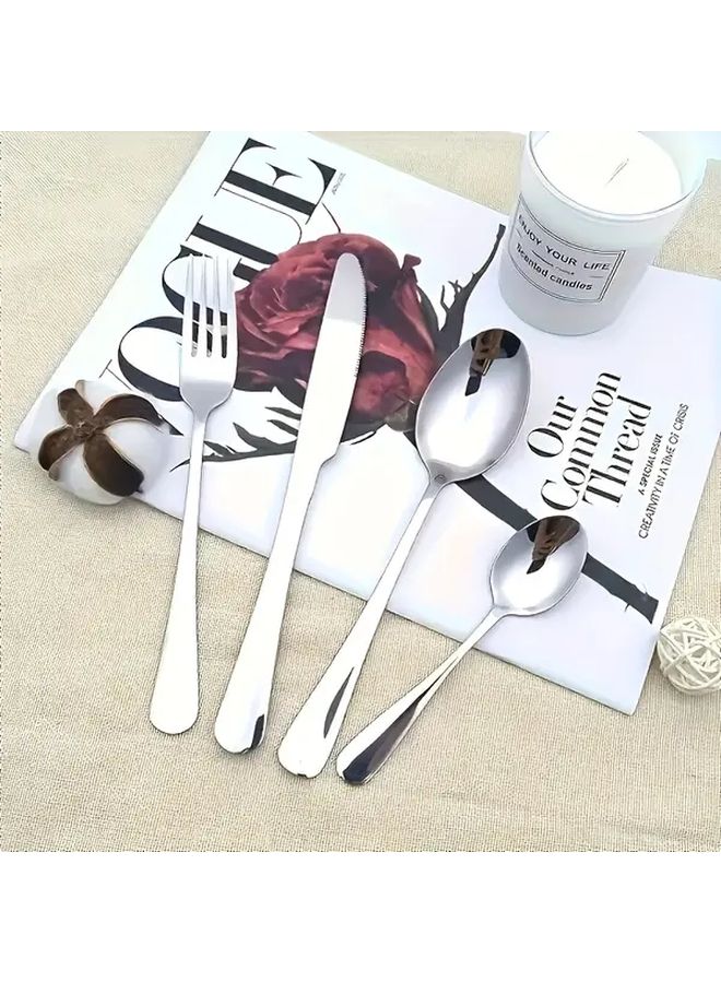 Silvery Stainless Steel 16 Piece Tableware Set With Spoons Forks Knives - Image 5