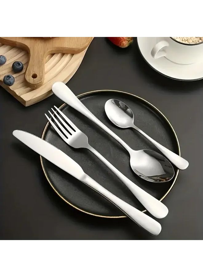 Silvery Stainless Steel 16 Piece Tableware Set With Spoons Forks Knives - Image 4