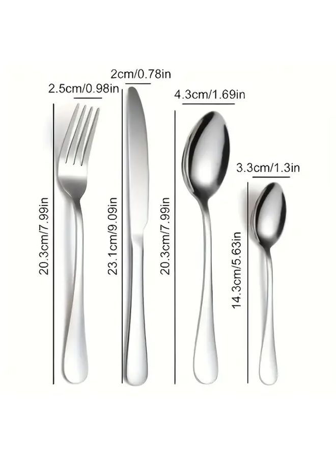 Silvery Stainless Steel 16 Piece Tableware Set With Spoons Forks Knives - Image 3