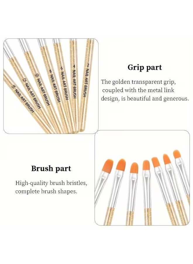 Rozino Set of 7 Professional Gel Nail Art Brushes for Poly Extension, Builder, and Painting - Image 4