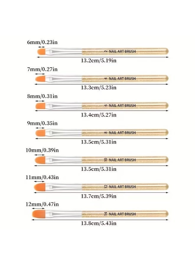 Rozino Set of 7 Professional Gel Nail Art Brushes for Poly Extension, Builder, and Painting - Image 5