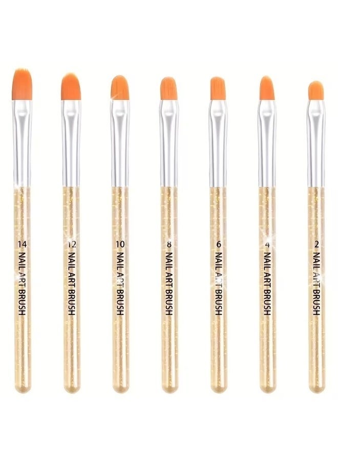 Rozino Set of 7 Professional Gel Nail Art Brushes for Poly Extension, Builder, and Painting - Image 1