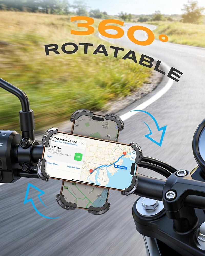 Zewdov 2026 Motorcycle Phone Mount Holder with Quick Install Clamp, Strong Grip & Anti-Drop Bike Phone Holder for Bicycle/ATV/Scooter Handlebar, 1S Security Lock Fits for iPhone/Samsung 4.7-6.8" - Image 4