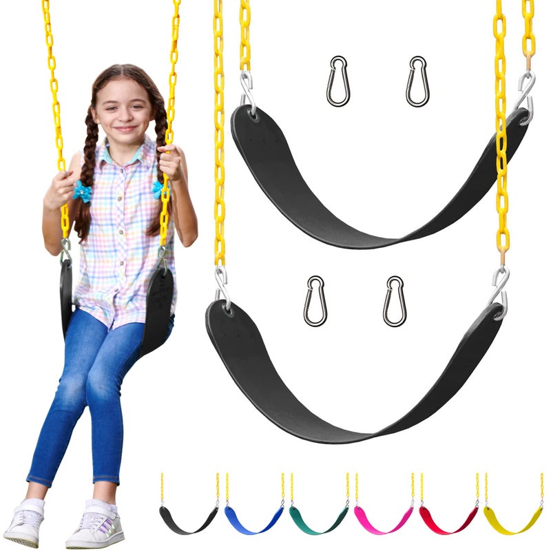 Jungle Gym Kingdom Swings for Outdoor Swing Set  Pack of 2 Swing Seat Replacement Kits with Heavy Duty Chains  Backyard Swingset Playground Accessories for Kids Black