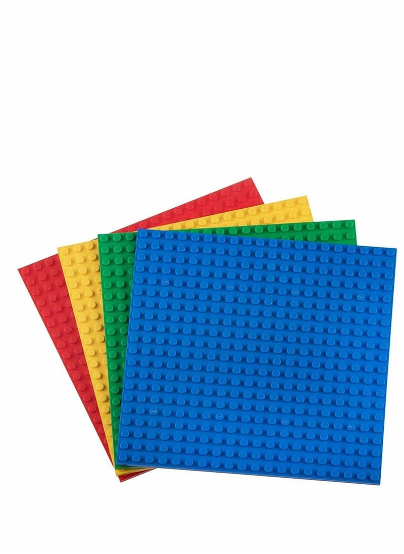 KASTWAVE - Baseplates, Building Blocks Compatible with All Major Building Brick Brands, Stackable Bases, Building Base Accessory for Kids and Adults Pack of 4 (1 Green + 1 red + 1 Blue + 1 Yellow) - Image 1