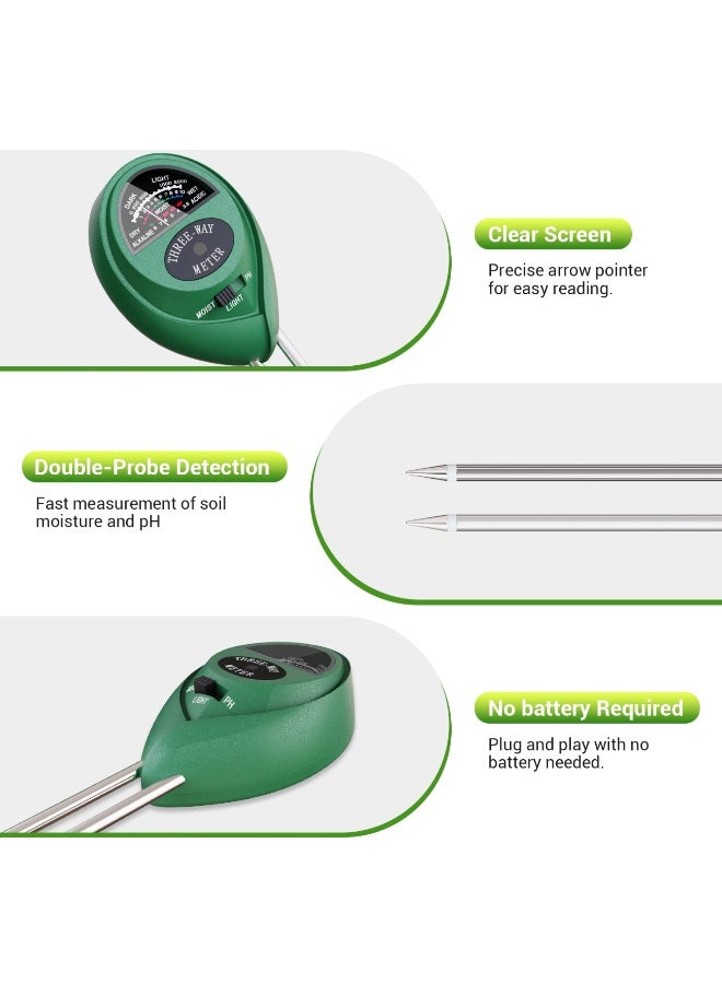 Soil PH Meter, 3-in-1 Soil Moisture/Light/pH Tester Gardening Tool Tester Kits for Garden Farm Lawn Planter, Indoor Outdoor Use - Image 4