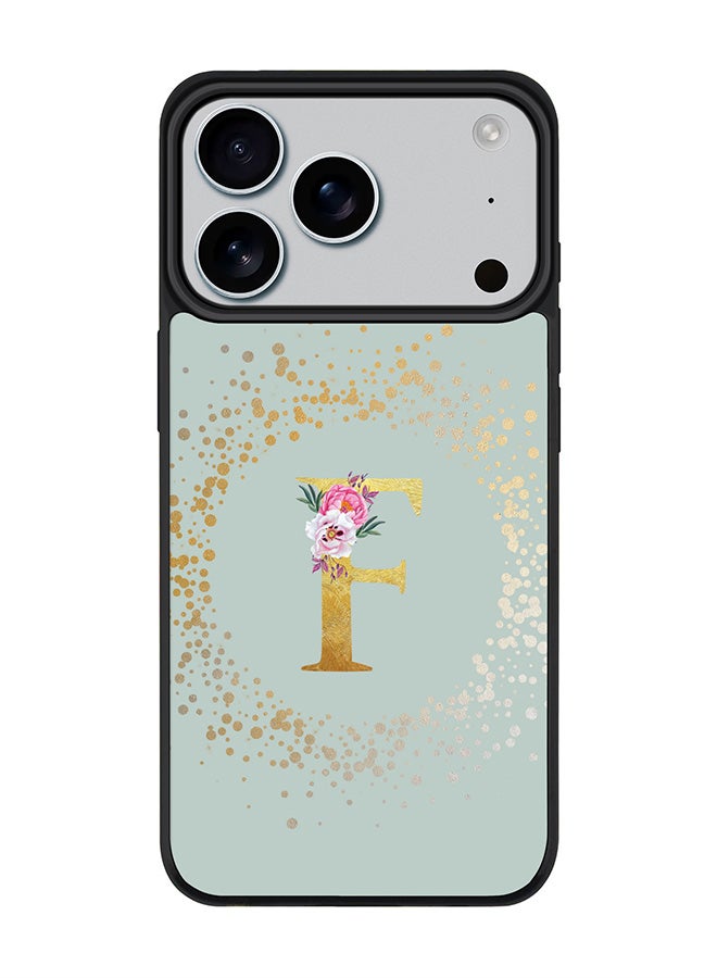 Stylizedd iPhone 17 Pro Case, [Compatible with MagSafe] Slim Magnetic cover Phone Case iPhone 17 Pro -Custom Monogram Floral - F  (Light Grey ) - Image 1