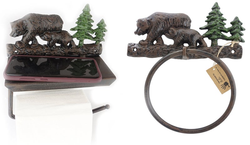 Lulu Decor Lulu Decor Set of 100 Cast Iron Bear Toilet Tissue Paper  Towel Holder Designed with Flat Surface That can Hold belongings Like Cell Phone Wallets Keys etc Set 