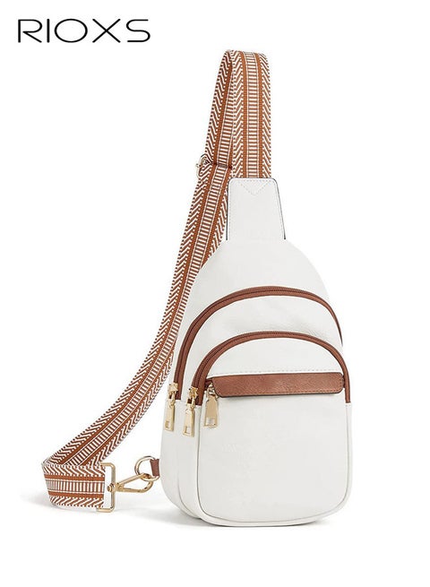 حقيبة كروس بودي نسائية، حقيبة خصر صغيرة أنيقة بحزام قابل للتعديل، حقائب خفيفة الوزن بحزام وحقيبة صدر للسفر والرياضة والجري والمشي لمسافات طويلة، لون أبيض