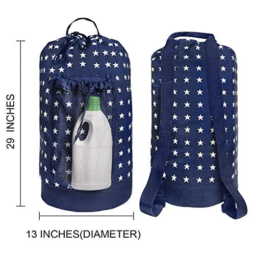 Dalykate Backpack Laundry Bag, Laundry Backpack with Shoulder Straps and Mesh Pocket Durable Nylon Clothes Hamper Bag with Drawstring Closure for College, Travel, Laundromat, Apartment - Image 2