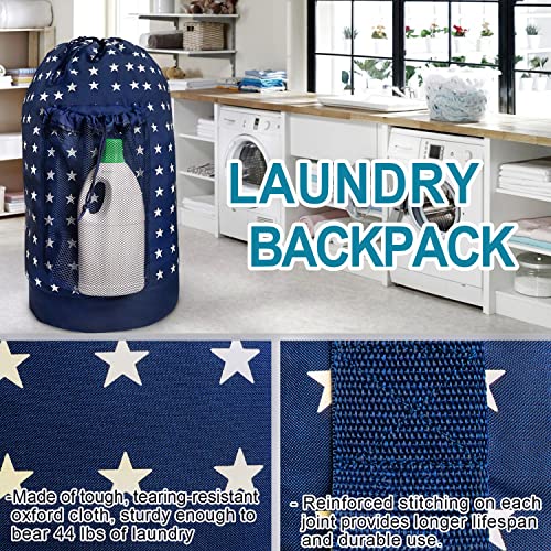 Dalykate Backpack Laundry Bag, Laundry Backpack with Shoulder Straps and Mesh Pocket Durable Nylon Clothes Hamper Bag with Drawstring Closure for College, Travel, Laundromat, Apartment - Image 5