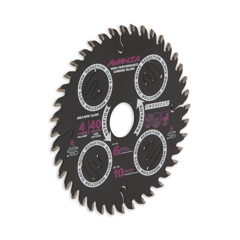 AVANZA Full-Kerf TCT Saw Blade 4 X 40. Best suited for cutting of plywood and crosscutting of woods. SUPER SMOOTH! DuraShield™ coated and Anti-Vibration Technology in-built. - Image 3