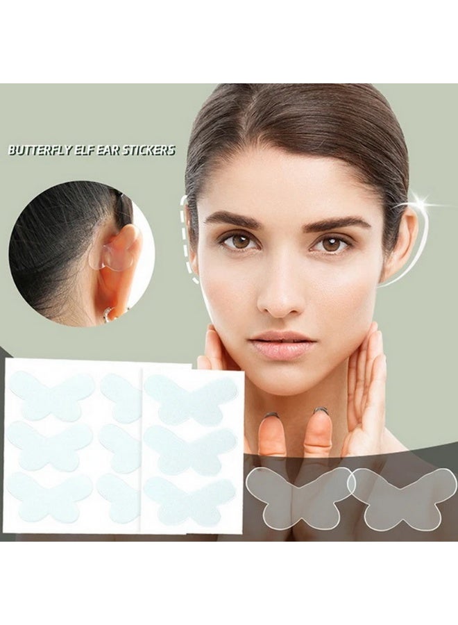 مجموعة من 60 قطعة من ملصقات تشكيل الأذن على شكل فراشة - دعامة أذن شفافة من السيليكون لتحديد شكل الوجه، وسائد أذن لاصقة غير مرئية لتخفيف الألم وتثبيت الأذنين للخلف، للاستخدام اليومي، والمناسبات الاجتماعية، وجلسات التصوير الفوتوغرافي - Image 3