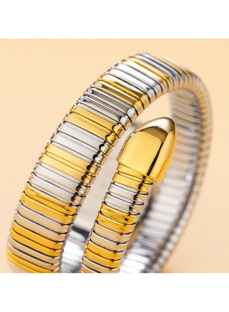 مس_فوكس ساعة نسائية فاخرة بتصميم سوار على شكل ثعبان، ميناء ماسي بشكل ماسي، أنيقة وعصرية، مقاومة للماء بأسلوب عتيق جديد - Image 2