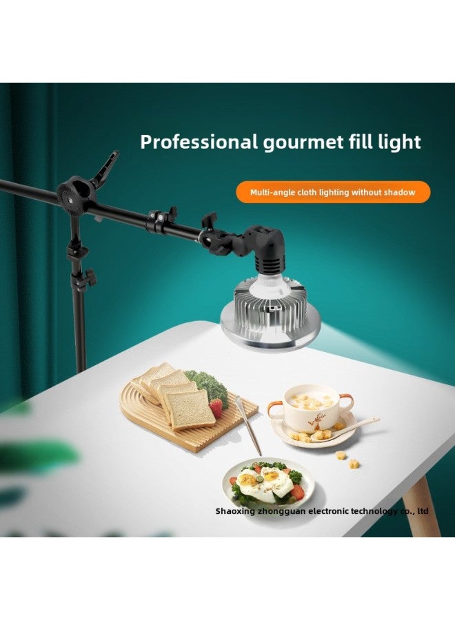 Food Shooting Light Filling Light Live Support Desktop Lighting Artifact Jewelry Soft Light Kitchen Dishes Photo Photography-Light Source Color: 285W Mushroom Lamp +45cm Overhead Shooting Frame (Remote Control Three Color Dimming)  - Image 2