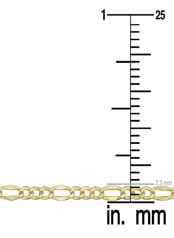 Kooljewelry 10k Yellow Gold Figaro Link Bracelet for Women (2.3 mm, 7.5 inch) | Minimalist Jewelry for Women - Image 5