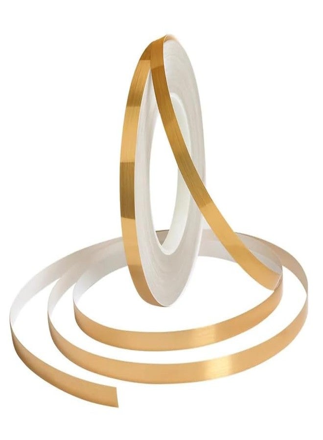 OffyBird Waterproof Golden Tile Sticker Tape 50M - Self-Adhesive Seam Sealing Strip for Wall, Floor, Ceiling, Kitchen, Cabinet - Tile Line Decoration Tape for Home & Interior Design (1cm Wide, Golden) - Image 1