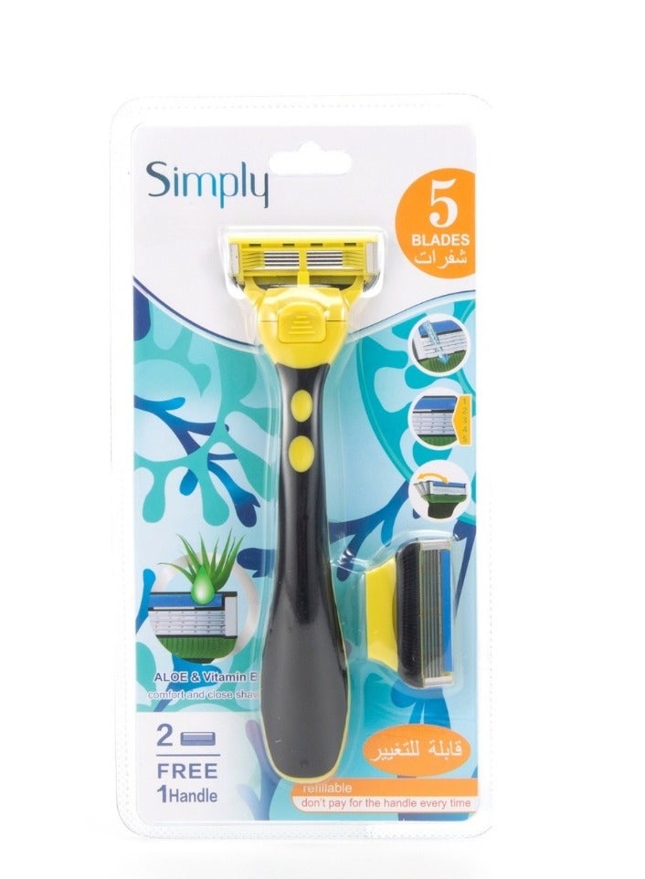 SIMPLY Body Safety Razor for Painless Body Hair Removal with Aloe Lining & Vitamin E-Minute 4 Blades