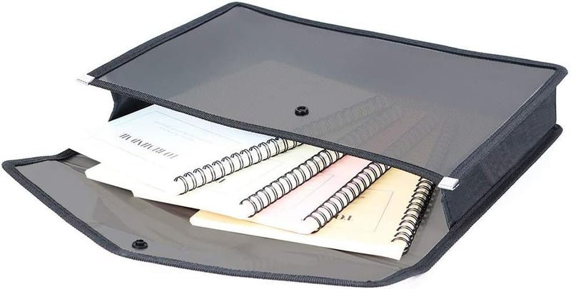 ESSEN Plastic File Folder Expanding A4 Size Poly Envelope Folder Clear Portfolio Bag Transparent Wallet Accordion Expandable File Organizer Document Holder for School Office Home (5 Black) - Image 2