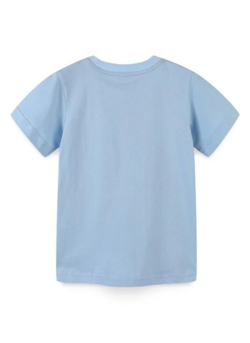 YUNIQEE Blue Graphic Printed Round Neck T-shirt