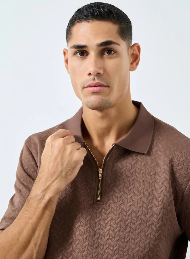 Styli Styli Relaxed Fit Quarter Zip Pique Polo