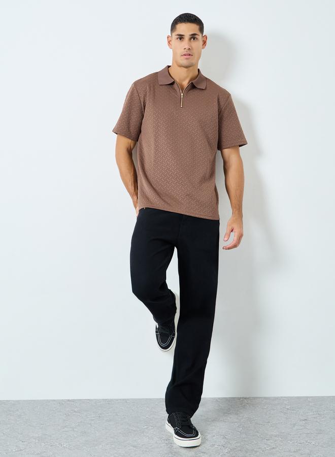 Styli Relaxed Fit Quarter Zip Pique Polo - Image 3
