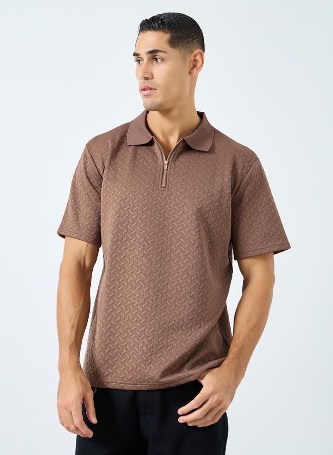 Styli Relaxed Fit Quarter Zip Pique Polo - Image 2