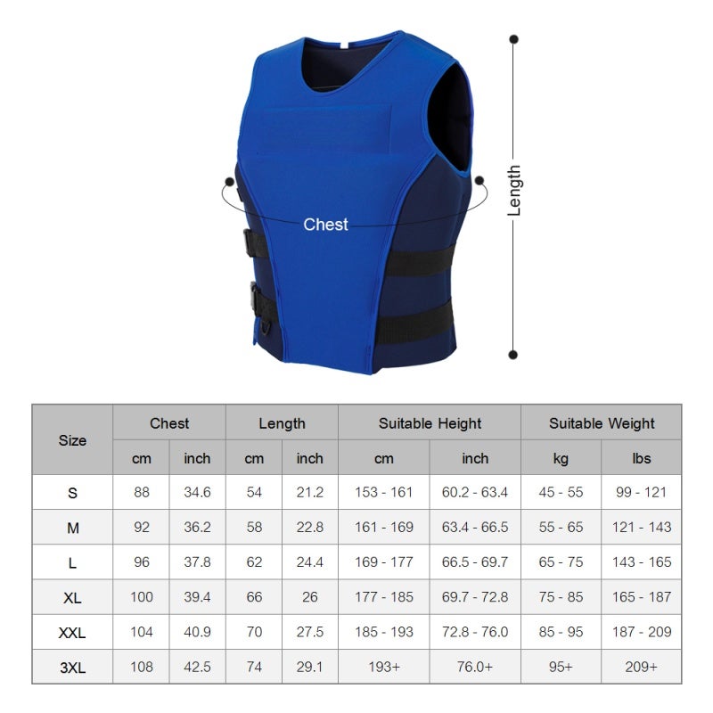 Neoprene Life Jacket M Size Soft Neoprene Outer Foam Filler - Side Zip Closure 2 Adjustable Belts Full Mobility Water Sports Vest for Swimming Surfing Sailing Snorkeling - Image 2