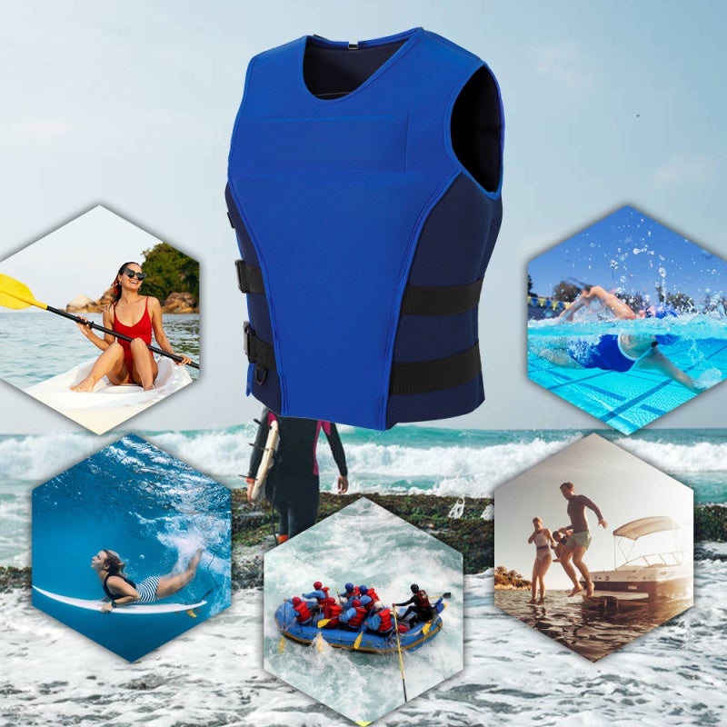 Neoprene Life Jacket M Size Soft Neoprene Outer Foam Filler - Side Zip Closure 2 Adjustable Belts Full Mobility Water Sports Vest for Swimming Surfing Sailing Snorkeling - Image 4