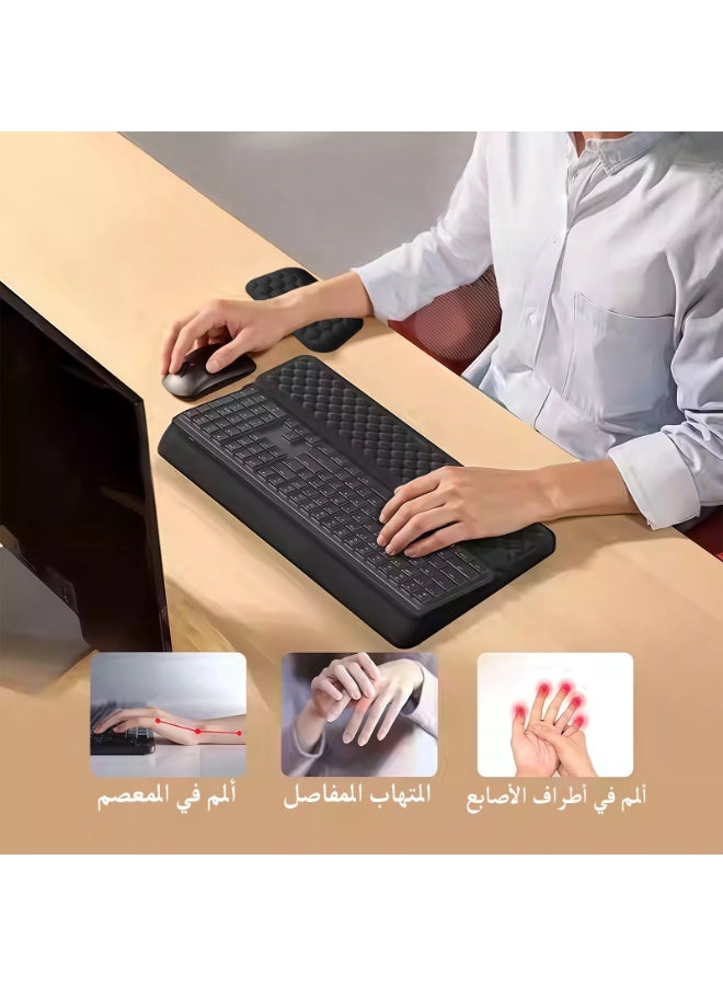كيل › طقم دعم المعصم للوحة المفاتيح والفأرة من CHIYLE – تصميم مريحي متكامل، زاويتان دعم، سطح ليکرا ناعم ووسادة إسفنج ذاكرة، دعم مريح لليدين لفترات طويلة (لون أسود) - Image 3