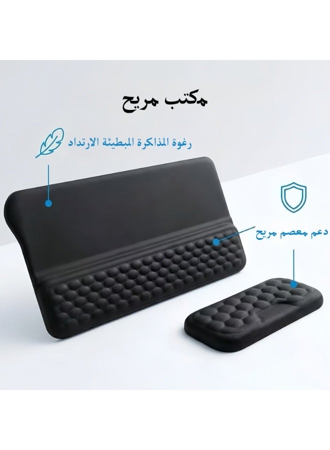 كيل › طقم دعم المعصم للوحة المفاتيح والفأرة من CHIYLE – تصميم مريحي متكامل، زاويتان دعم، سطح ليکرا ناعم ووسادة إسفنج ذاكرة، دعم مريح لليدين لفترات طويلة (لون أسود) - Image 4