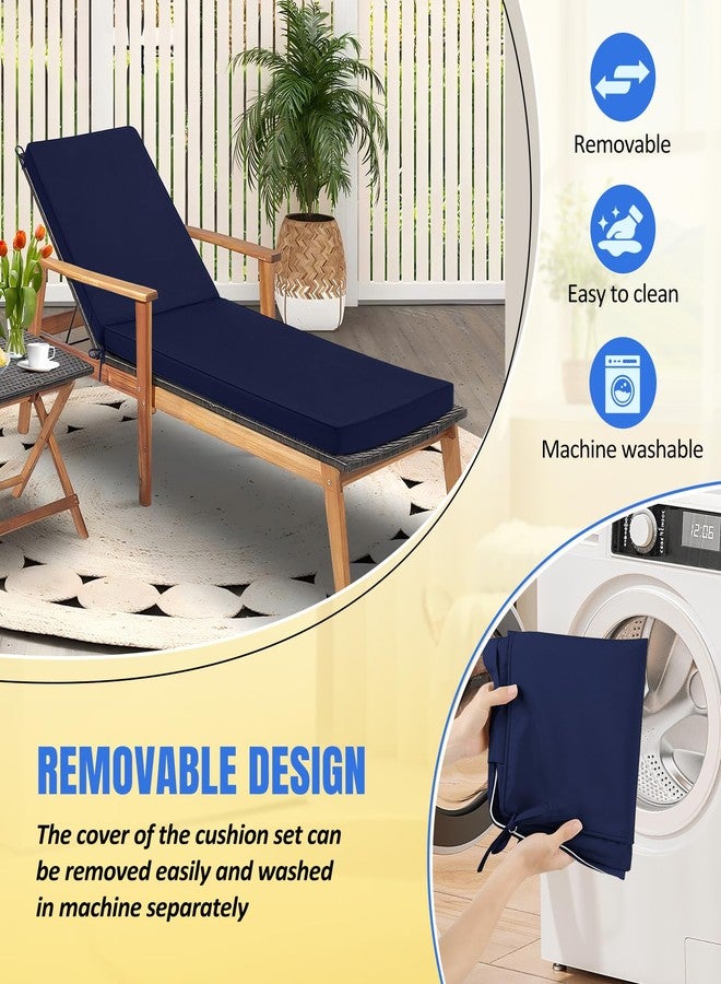 بيسيك بيوند وسائد استرخاء خارجية من Basic Beyond لأثاث الفناء وكراسي الاسترخاء، قماش مقاوم للماء، 72 × 21 × 3 بوصة، كحلي - Image 5