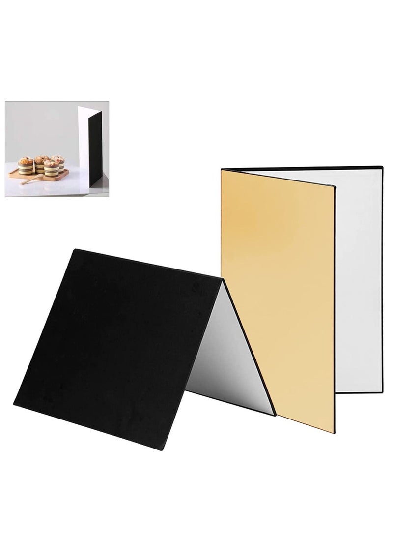 Generic Lighting 3 In 1 Light Reflector Cardboard Photography Folding Diffuser for Glass Ceramic Jewelry Cosmetics Food Product Still Life Photo Shooting Thick Paper Double Sided Board (A4 Gold)  - Image 1
